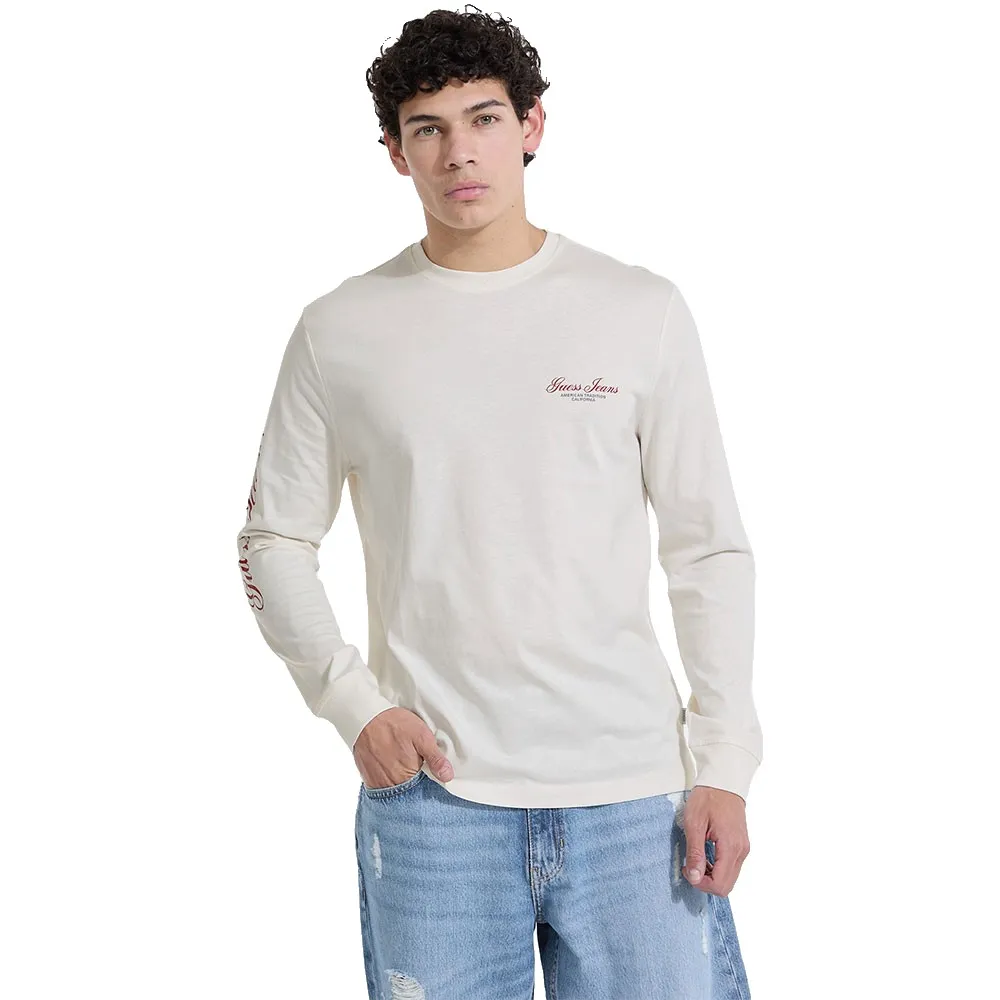 

Лонгслив Guess Jeans Reg Print On, белый