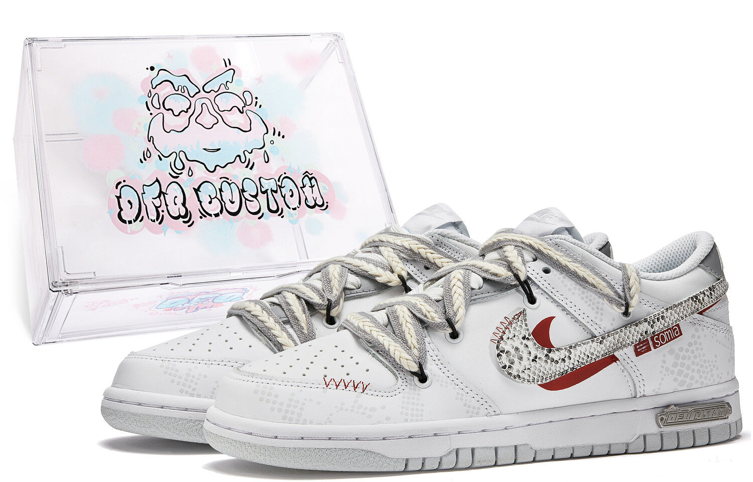 

Кроссовки Nike Dunk Skateboarding Shoes Men Low-top Red/white, красный