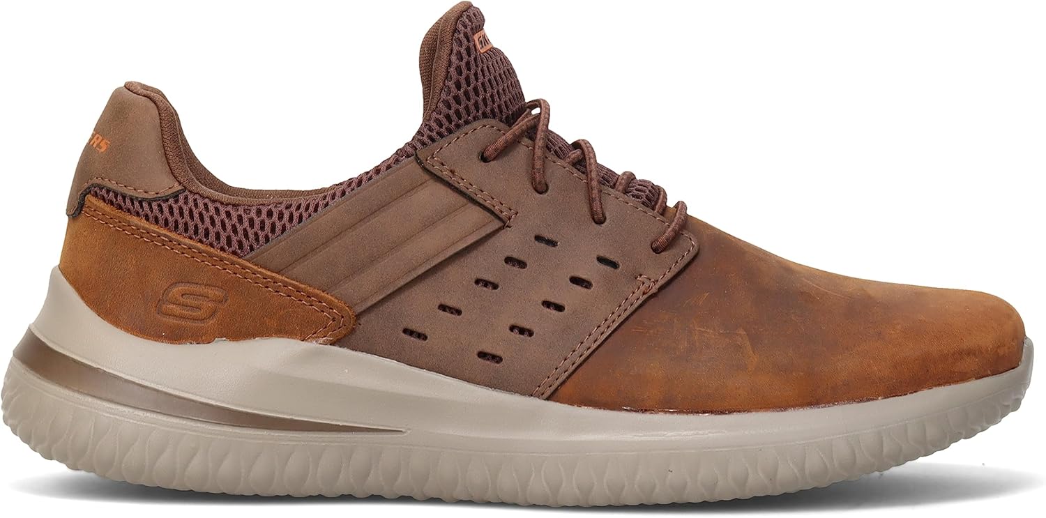 Мужские кеды Skechers Streetwear Delson 3.0 - Ezra с кожаными шнурками-бинджи, на облегченной подошве — фото 3