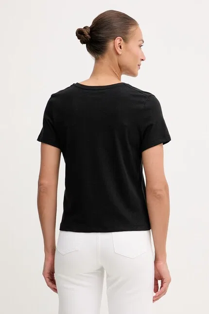 Футболка с коротким рукавом модель T-shirt damski Tommy Hilfiger, черный — фото 3
