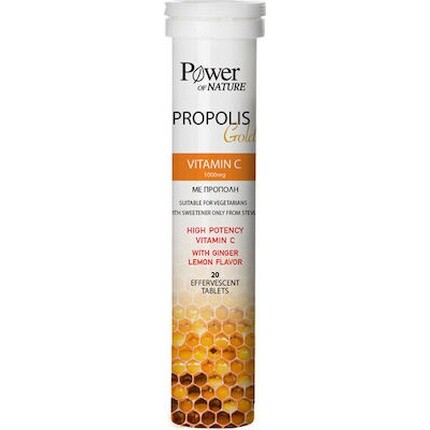 

Propolis Gold Vitamin C 1000 мг Пищевая добавка с экстрактом прополиса витамина C - 20 шипучих таблеток Power Health