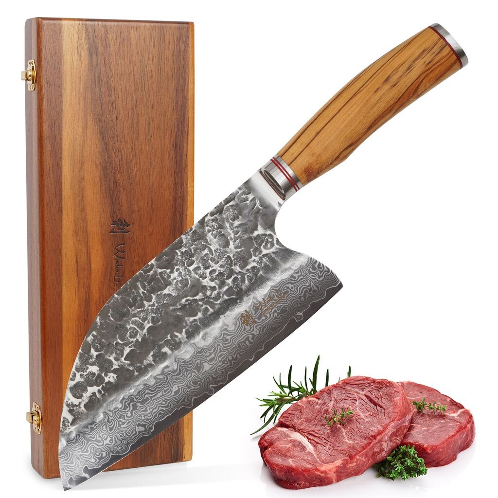 

Поварской нож Wakoli Chai Dao I, лезвие 20 см, рукоятка из оливкового дерева и удар молотком