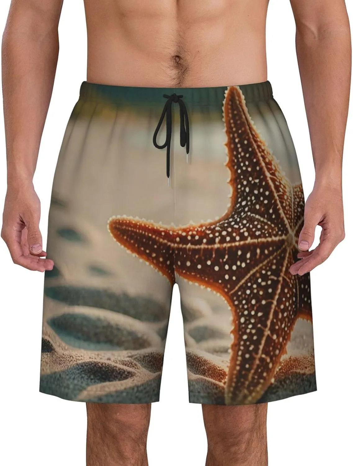 Мужские пляжные шорты Starfish Star Beach Мужские плавки Пляжные шорты с карманами Купальные костюмы Generic, черный
