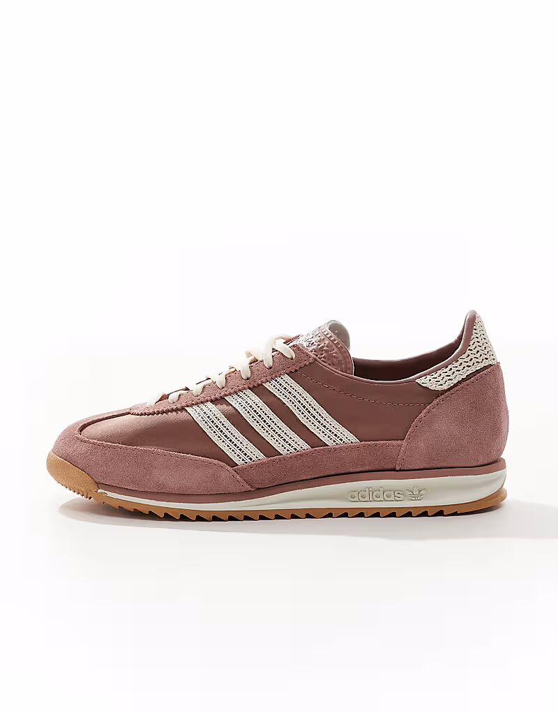 Кроссовки Adidas Originals SL 72 OG в светло-коричневом и кремовом цветах, связанные крючком — фото 2