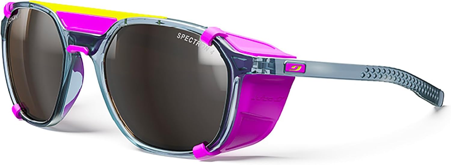 

Очки Julbo Slack Cover Glacier для мужчин и женщин со съемными боковыми щитками для походов, снега/бликов - 100% защита от УФ-излучения, Blue / Pink Frame - Brown W/ Silver Mirror Lens (Spectron 4)