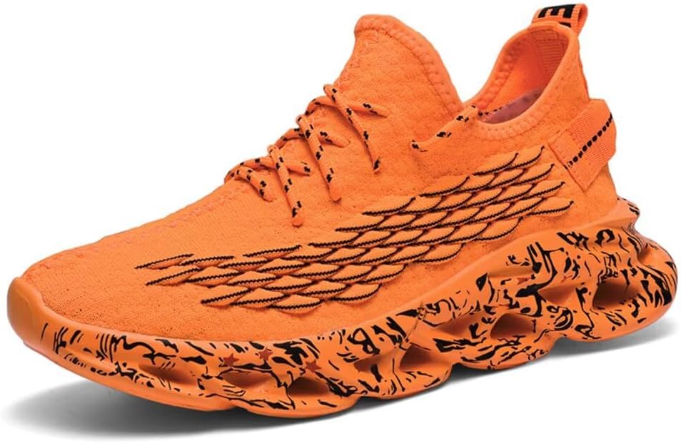 

Кроссовки Jakcuz больших размеров с сеткой под рыбью чешую для мужчин, для бега, спорта и повседневной носки, оранжевый