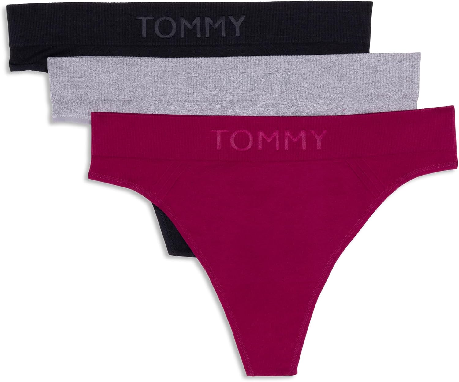 Женские бесшовные стринги Tommy Hilfiger, 3 шт., Italian Wine/Heather Grey/Black