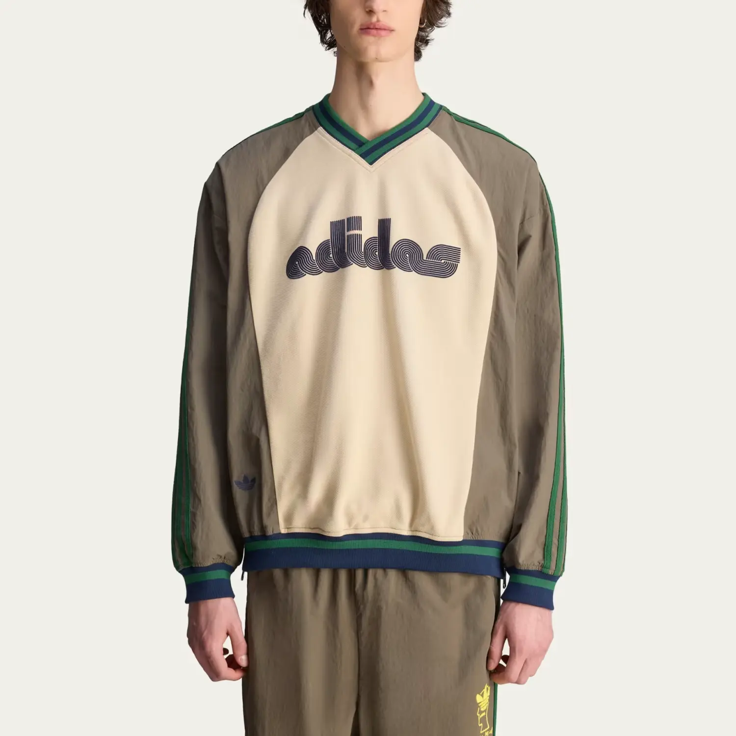 Adidas X Brain Dead Originals свитшот с цветными блоками и логотипом Adidas Originals, серо-зеленый — фото 4