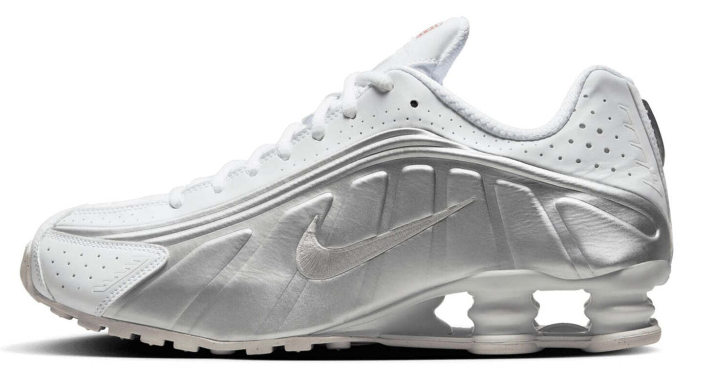 Кроссовки Nike Shox R4 White Bright Crimson Metallic Silver — фото 2