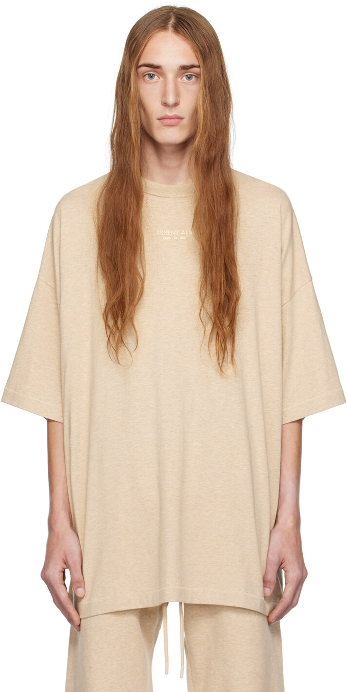 

Бежевая футболка с круглым вырезом Fear of God ESSENTIALS, Бежевый, Бежевая футболка с круглым вырезом Fear of God ESSENTIALS