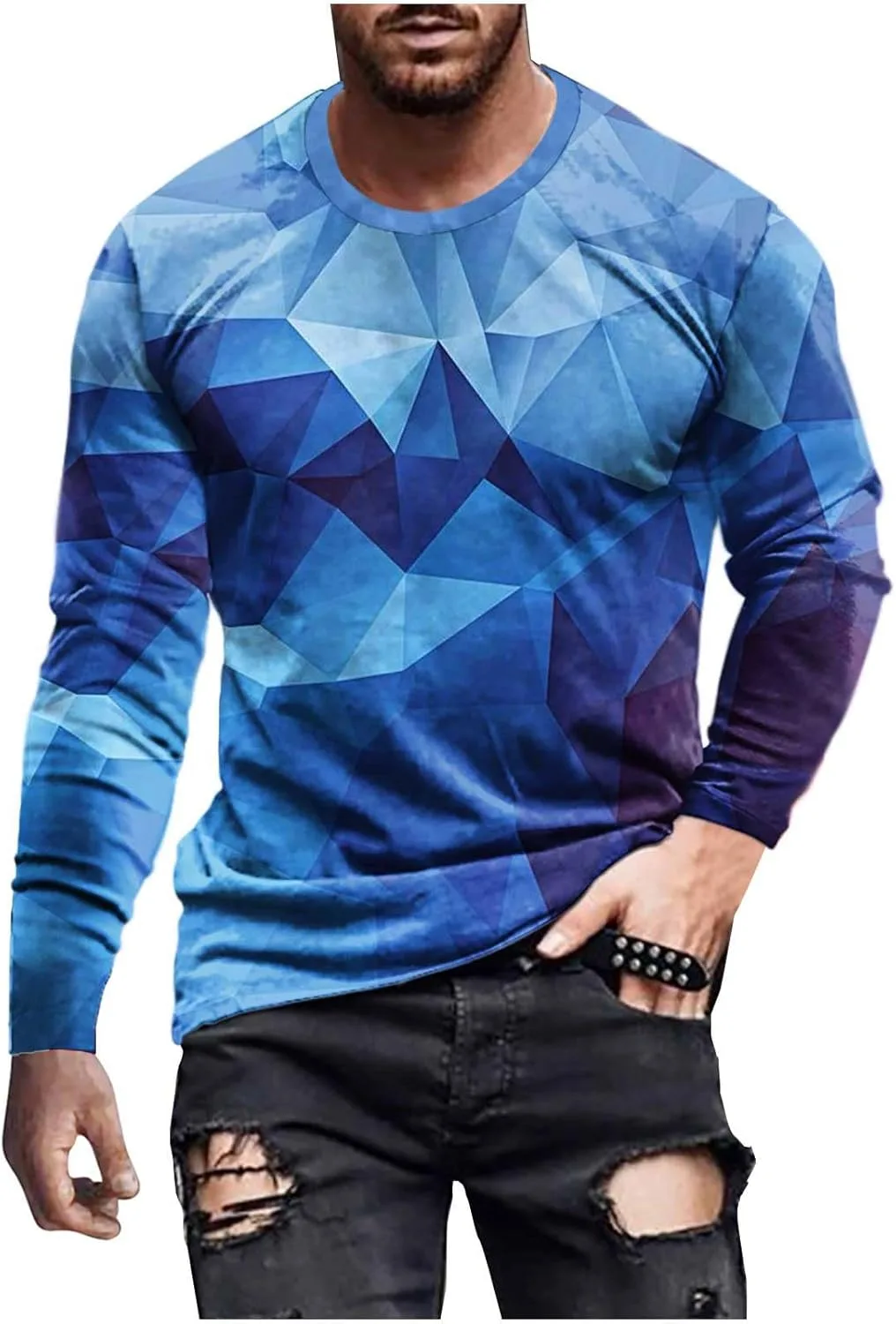 

Футболка с 3D-принтом для мужчин, длинный рукав Zeiyignr