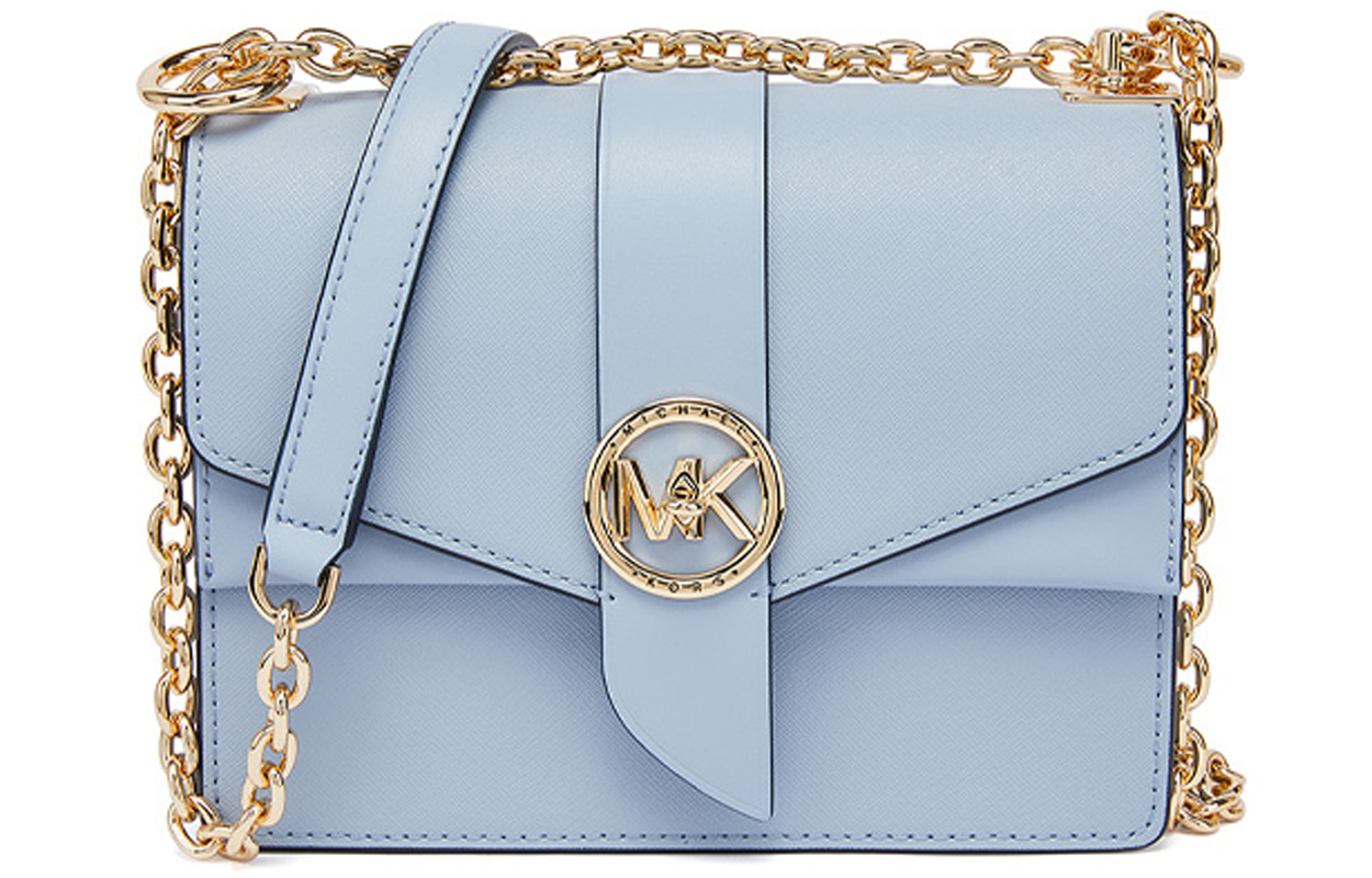 

MICHAEL KORS Greenwich Leather Envelope Bag, Crossbody Bag, Shoulder Bag Women's Light Blue