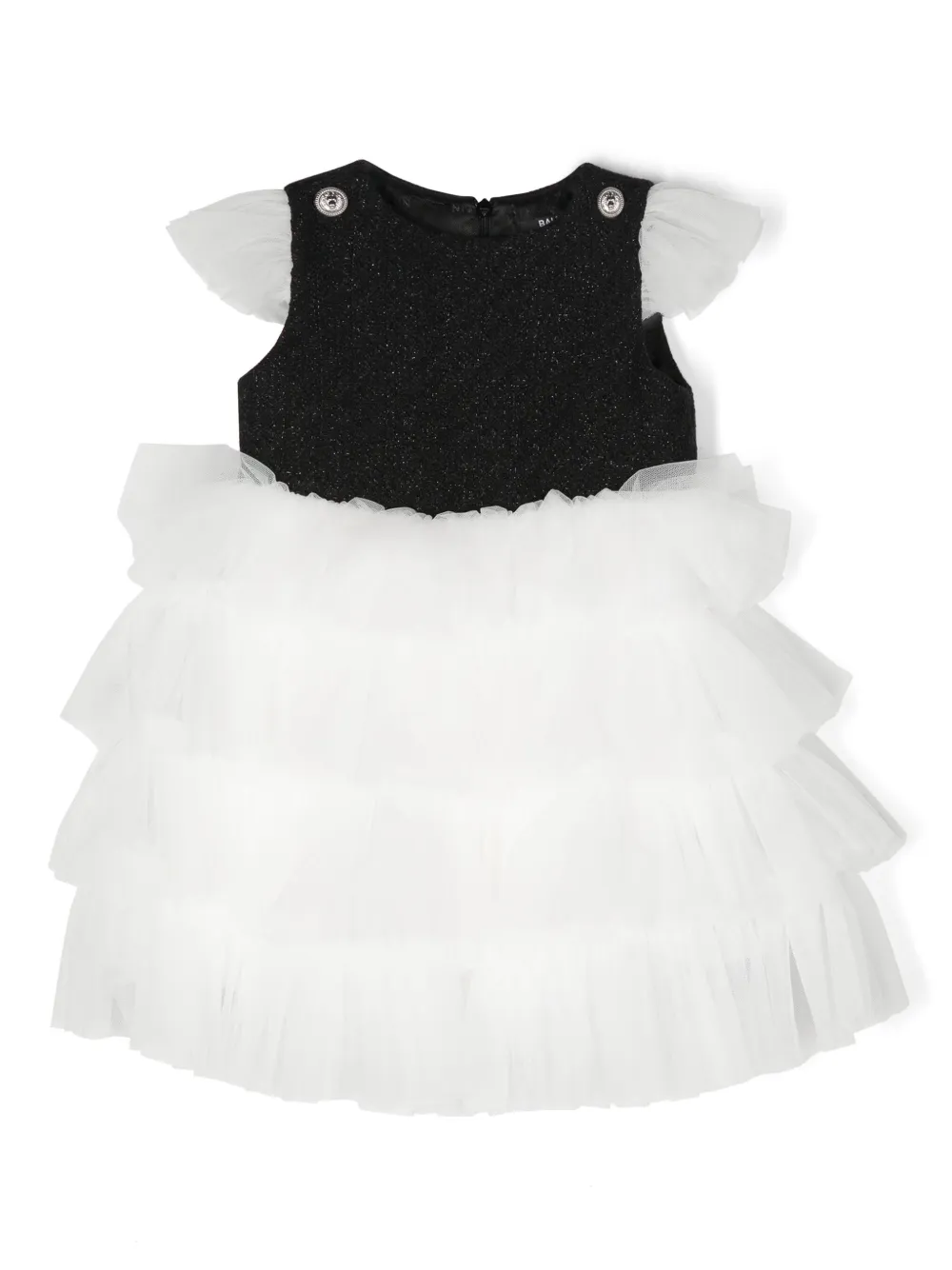 

Платье с оборками Balmain Kids, черный