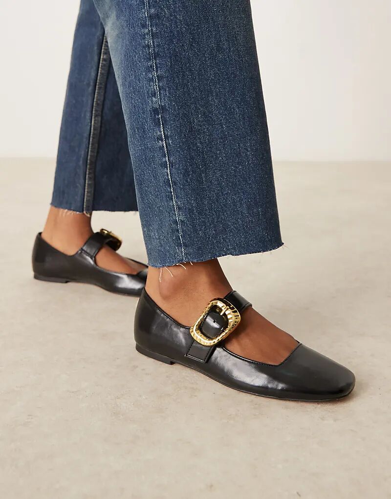 Черные балетки Мэри Джейн с квадратным носком от ASOS DESIGN Linton