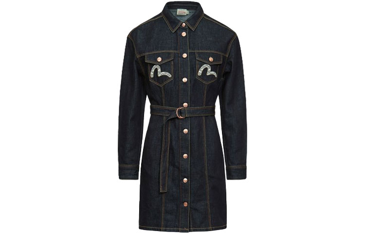 

Женское платье с длинными рукавами Деним Синий EVISU