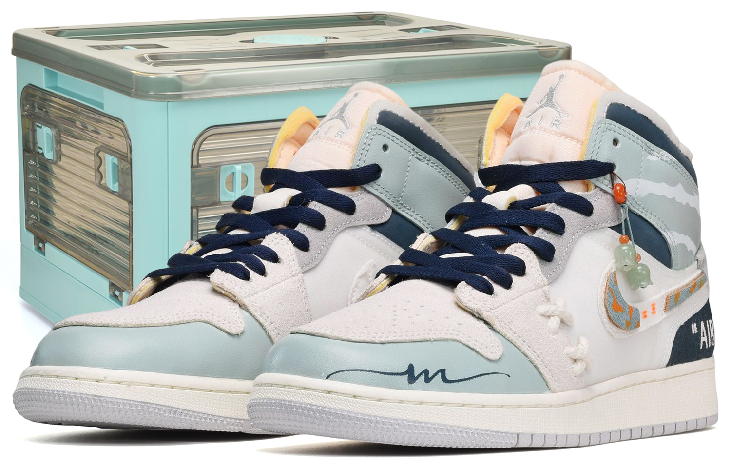 

Кроссовки Air Jordan 1 Vintage Basketball Shoes Men High-Top Gray White Blue