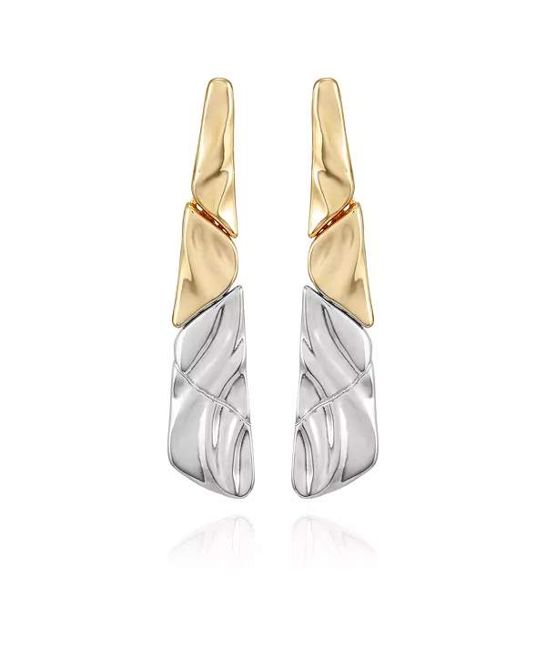 

Двухцветные текстурированные серьги-кольца T Tahari, gold