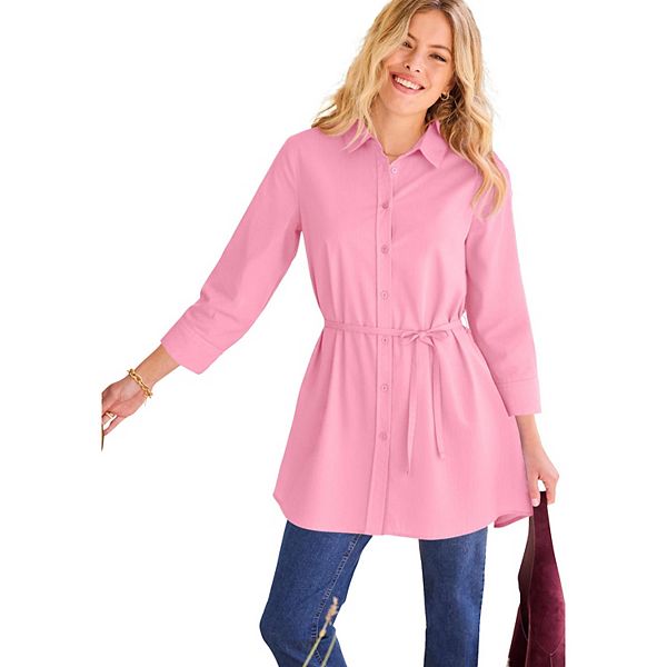 

Длинная рубашка с карманами Plus size Woman Within, Delicate Pink
