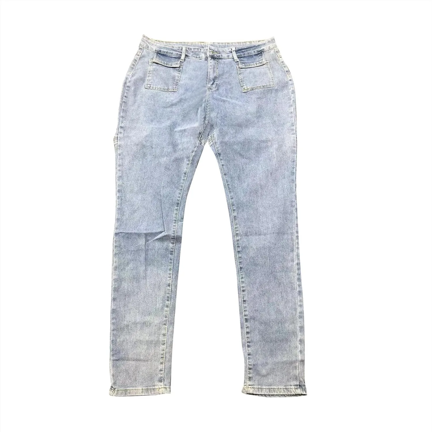 Женские джинсы Casual High Waist Stretchy Skinny с эффектом потертости и инкрустацией жемчугом — фото 4