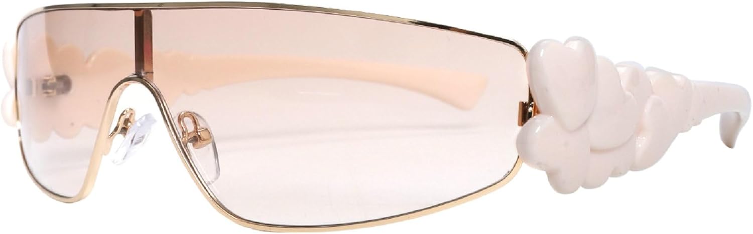 

Солнцезащитные очки обтекаемой формы для женщин и мужчин, модные в стиле Y2K, с крупной оправой в форме сердца, стильные женские солнцезащитные очки-щитки mincl, Brown