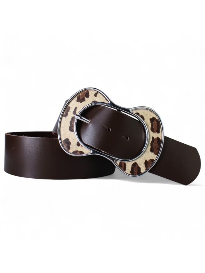 

FRONHOFER Женский пояс с леопардовым принтом, темно-коричневый