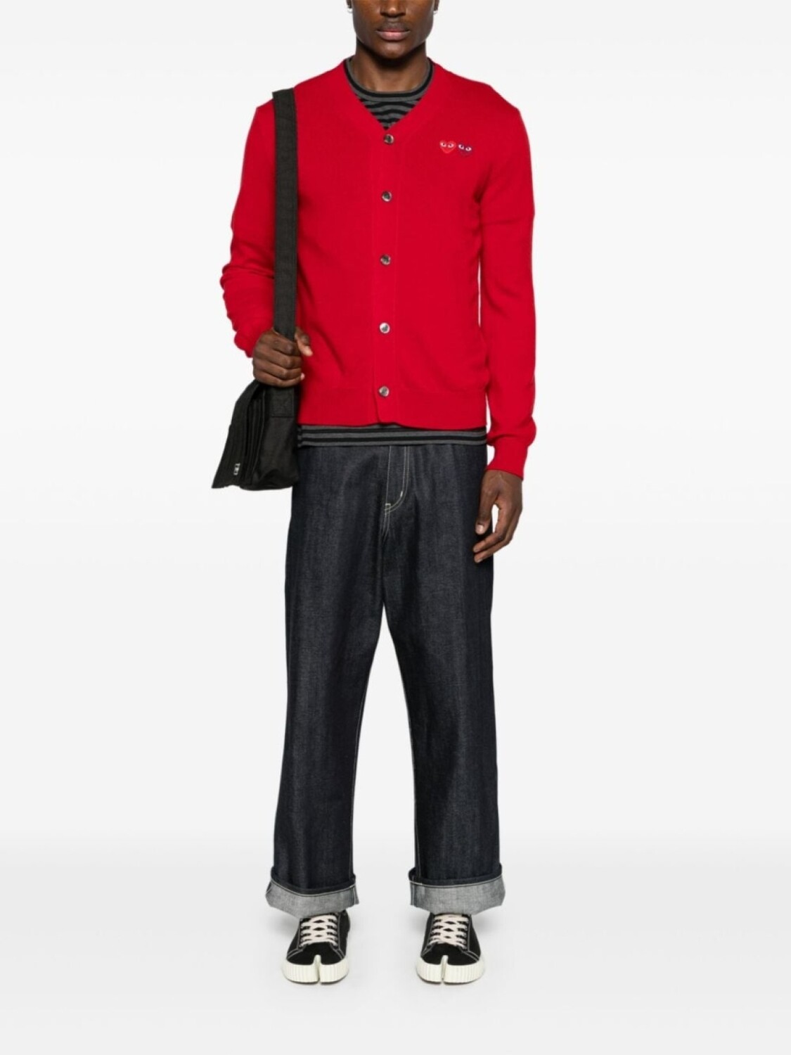 Comme Des Garçons Play шерстяной кардиган с нашивками, красный — фото 3