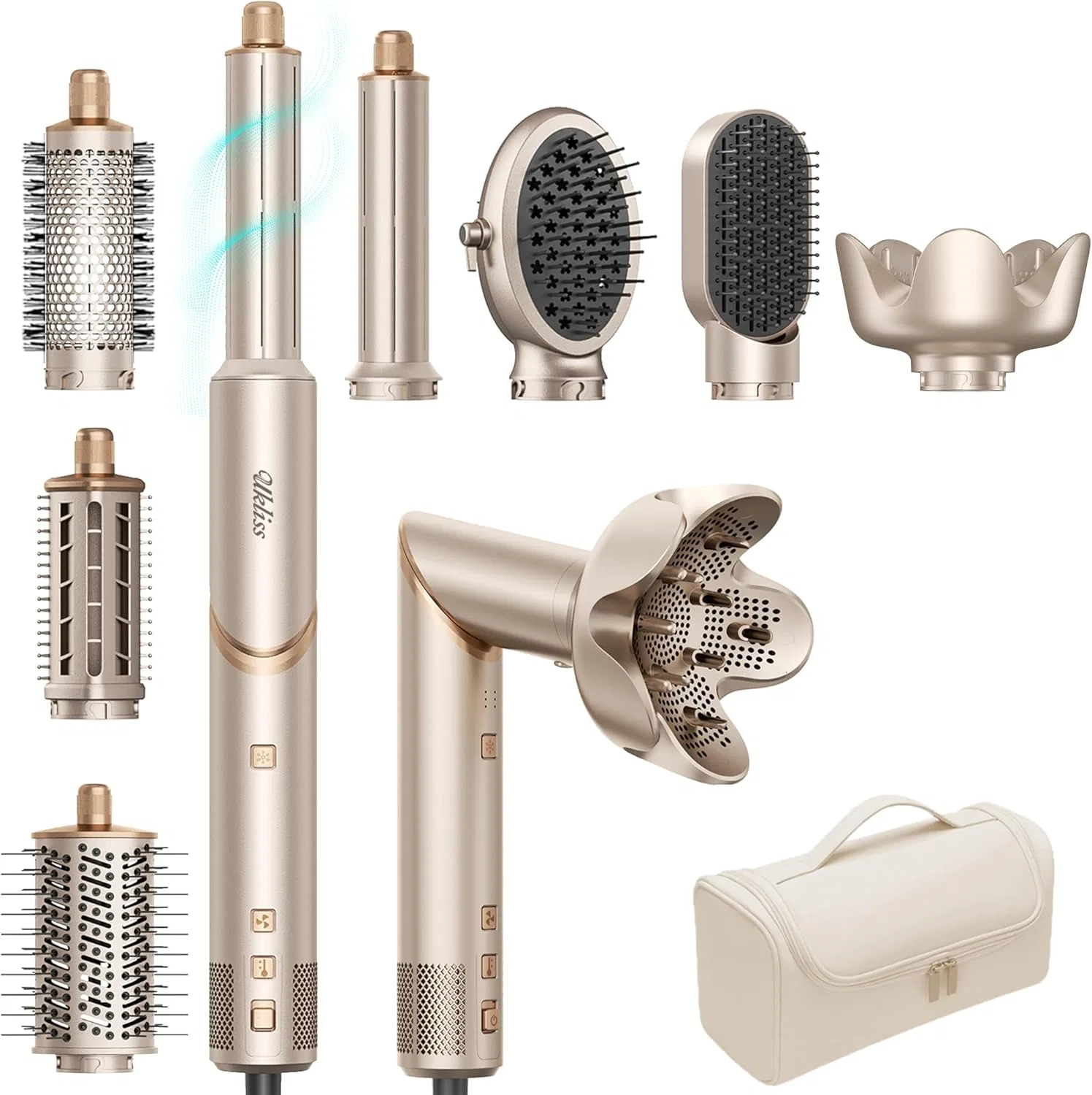 Набор стайлер для волос 8-в-1 «Airstyler» от UKLISS Ukliss, Champagne Gold