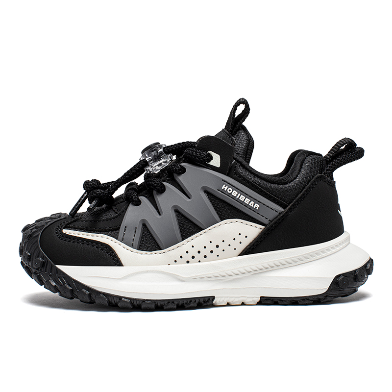 

Нескользящие, износостойкие, дышащие детские беговые кроссовки Hobibear, черный белый (leather surface spring fall)