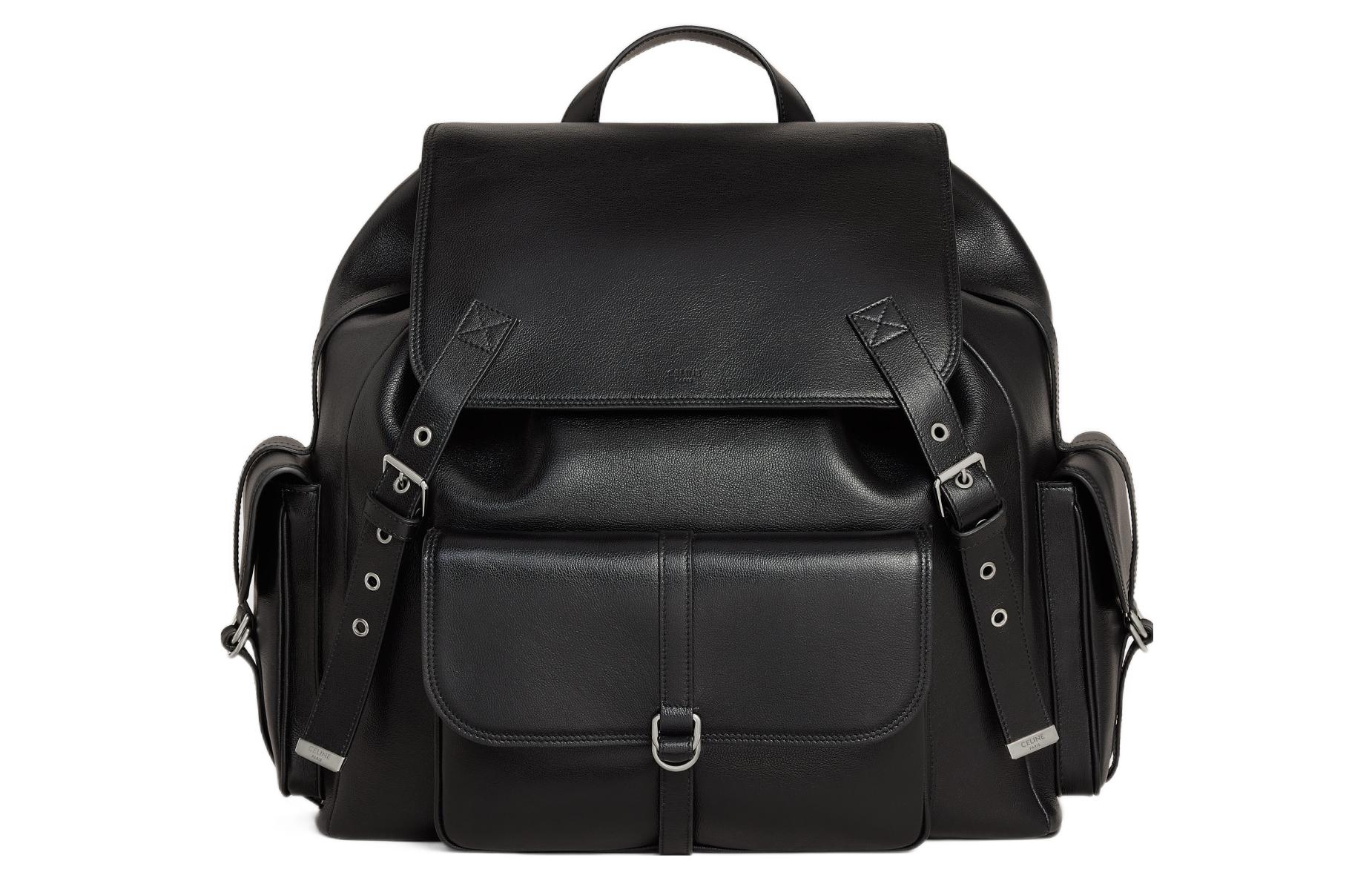 

CELINE Чёрный большой рюкзак из гладкой коровьей кожи для мужчин