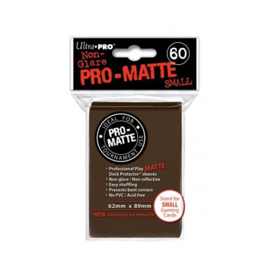 

Небликующие обложки для карт Pro-Matte — коричневые, уменьшенного размера (60), Card Sleeves - Undersized (Ultra Pro)