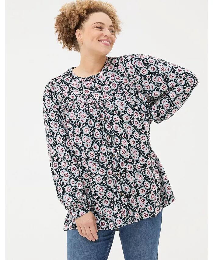 

Туника Jodie Wild Floral размера Plus FatFace, черный