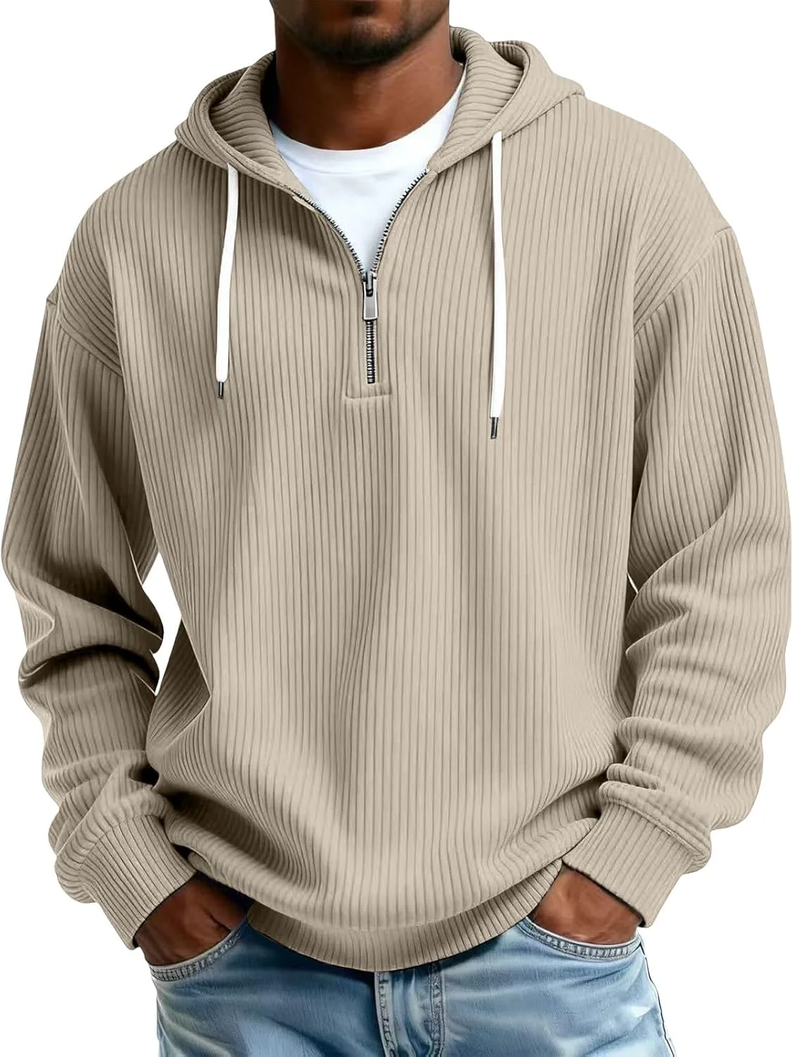 

Толстовка с длинным рукавом и воротником-стойкой, мужская, оверсайз