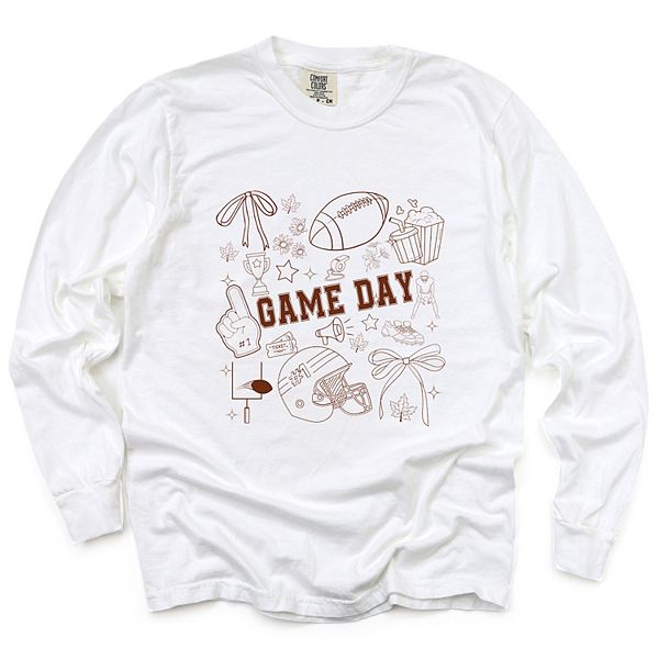 

Футболка женская с длинным рукавом, окрашенная в стиле game day collage Simply Sage Market, White, Белый, Футболка женская с длинным рукавом, окрашенная в стиле game day collage Simply Sage Market, White