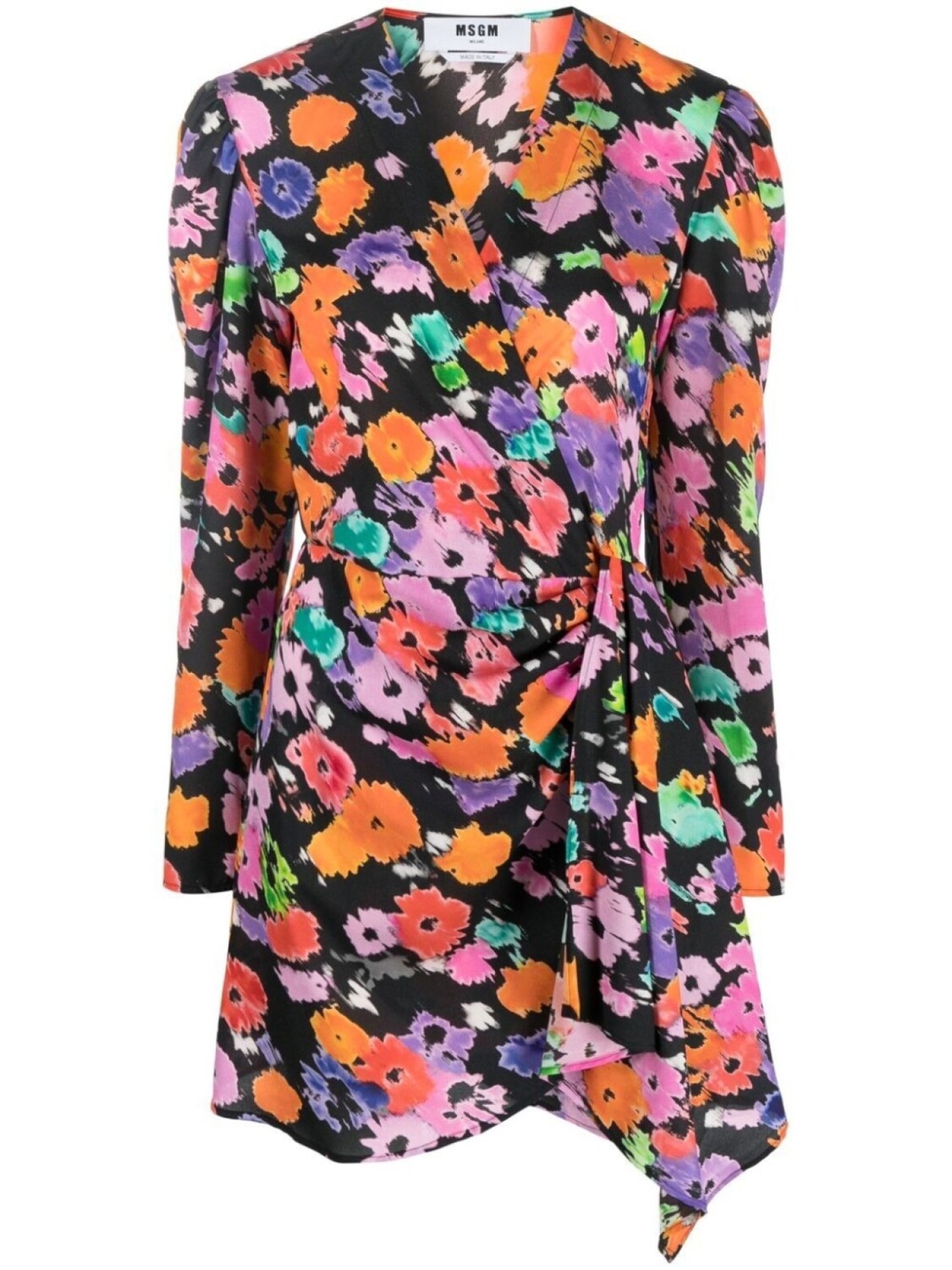 

MSGM платье с запахом и цветочным принтом, оранжевый