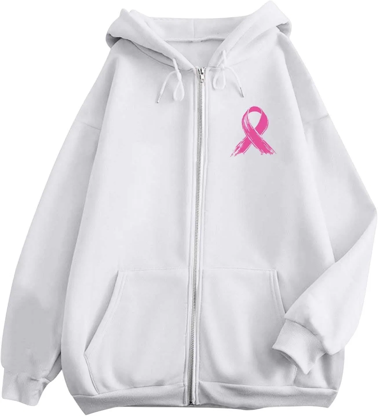 Толстовка на молнии, женская, Pink Ribbon, цвет White 5 — фото 4