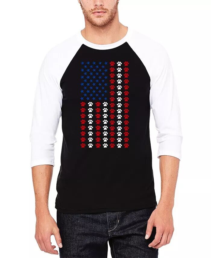 

Футболка бейсбольная мужская Paws Flag Raglan Word Art LA Pop Art, черный