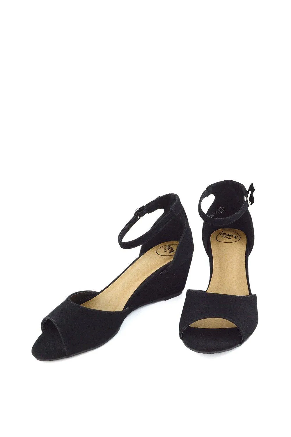 Босоножки на средней танкетке 'Lottie' Peeptoe XY London, черный