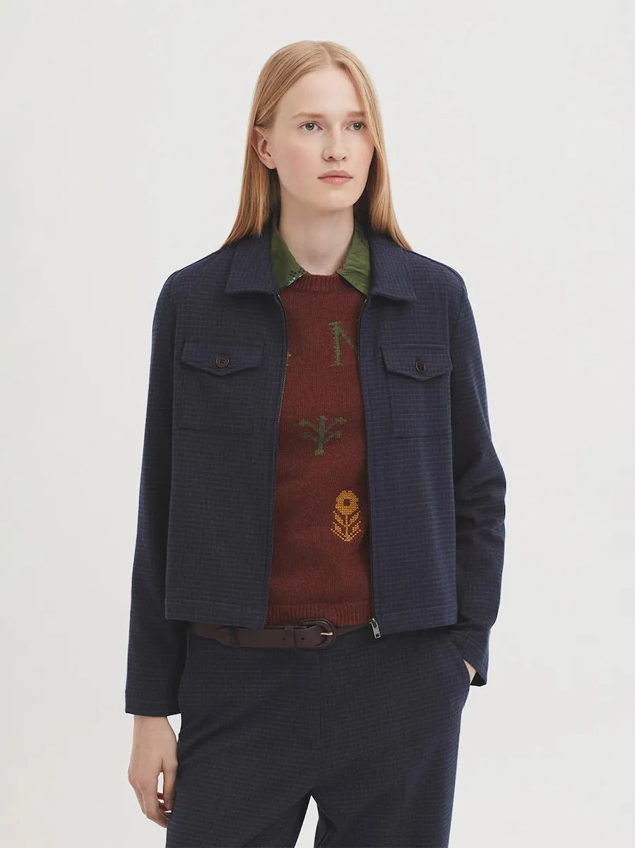 

Женская куртка с воротником-рубашкой и застежкой на молнию Nice Things, темно-синий