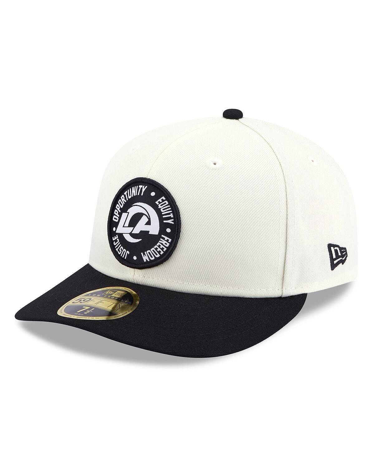 

Мужская кремовая черная кепка Los Angeles Rams 2022 Inspire Change 59Fifty Low Profile приталенная шляпа New Era