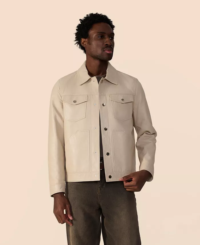 

Мужская кожаная куртка в стиле Trucker Furniq UK, коричневый/бежевый