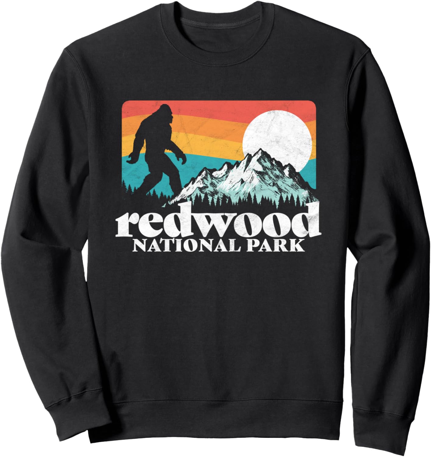 

Толстовка с изображением гор Бигфута в стиле 80-х и символикой национального парка Редвуд, Калифорния Bigfoot Ufo Believer 2001 Tees, черный