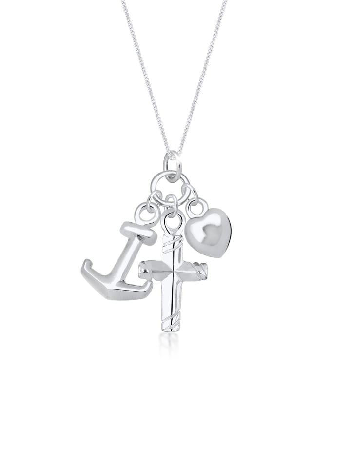 

Elli Колье из серебра 925 пробы: якорь, сердце, крест из серебра