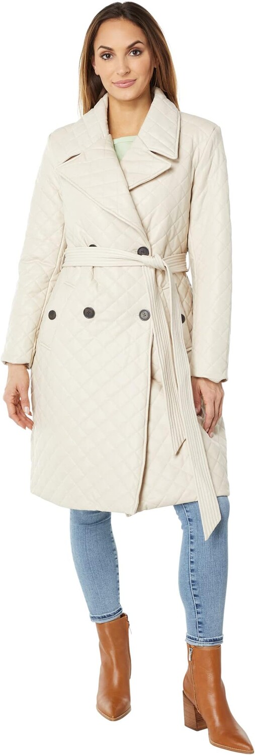 

Парка Avec Les Filles Faux Leather Structured Quilted Trench, цвет Bone