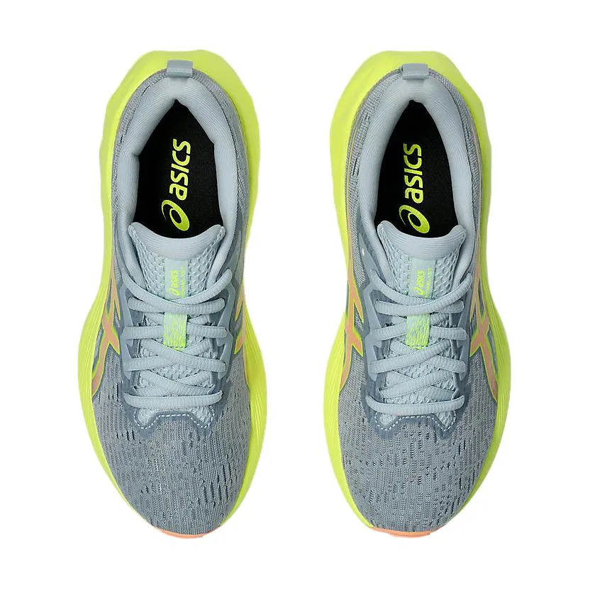 ASICS Детские кроссовки для бега novablast 4 с абразивостойкостью, отскоком, воздухопроницаемостью и поддержкой, низкие, желто-серо-оранжевые — фото 4