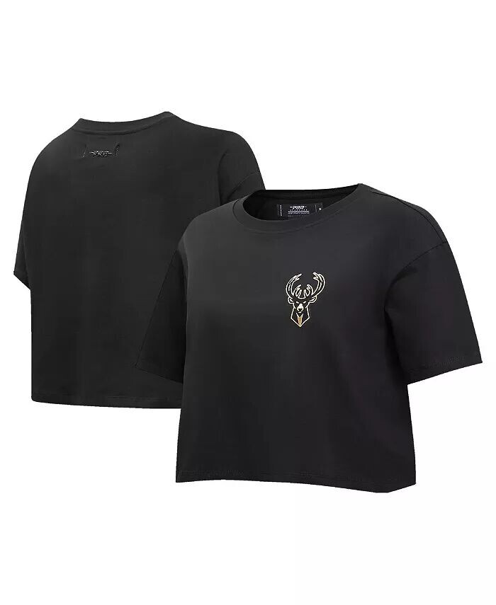 

Женская черная футболка Milwaukee Bucks Holiday Glam Boxy Pro Standard