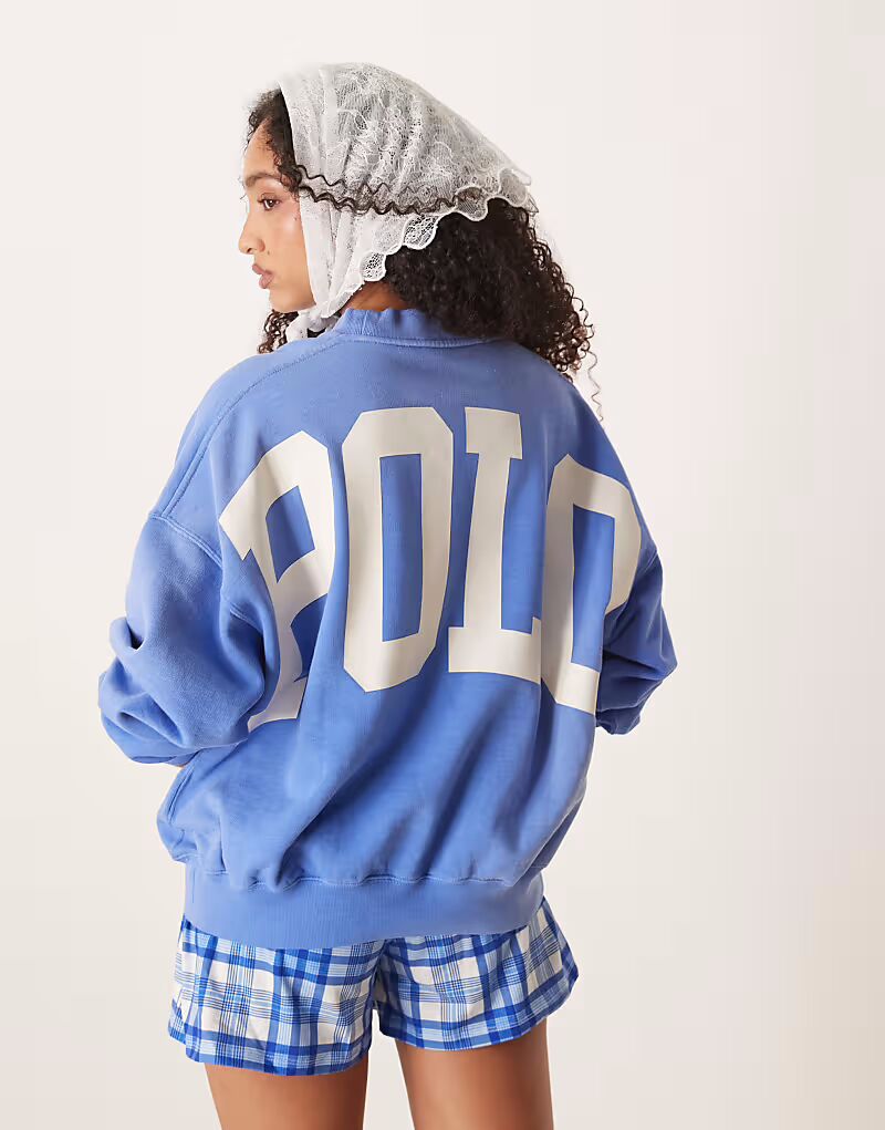 

Polo Ralph Lauren свободный крой толстовка с принтом сзади синего цвета