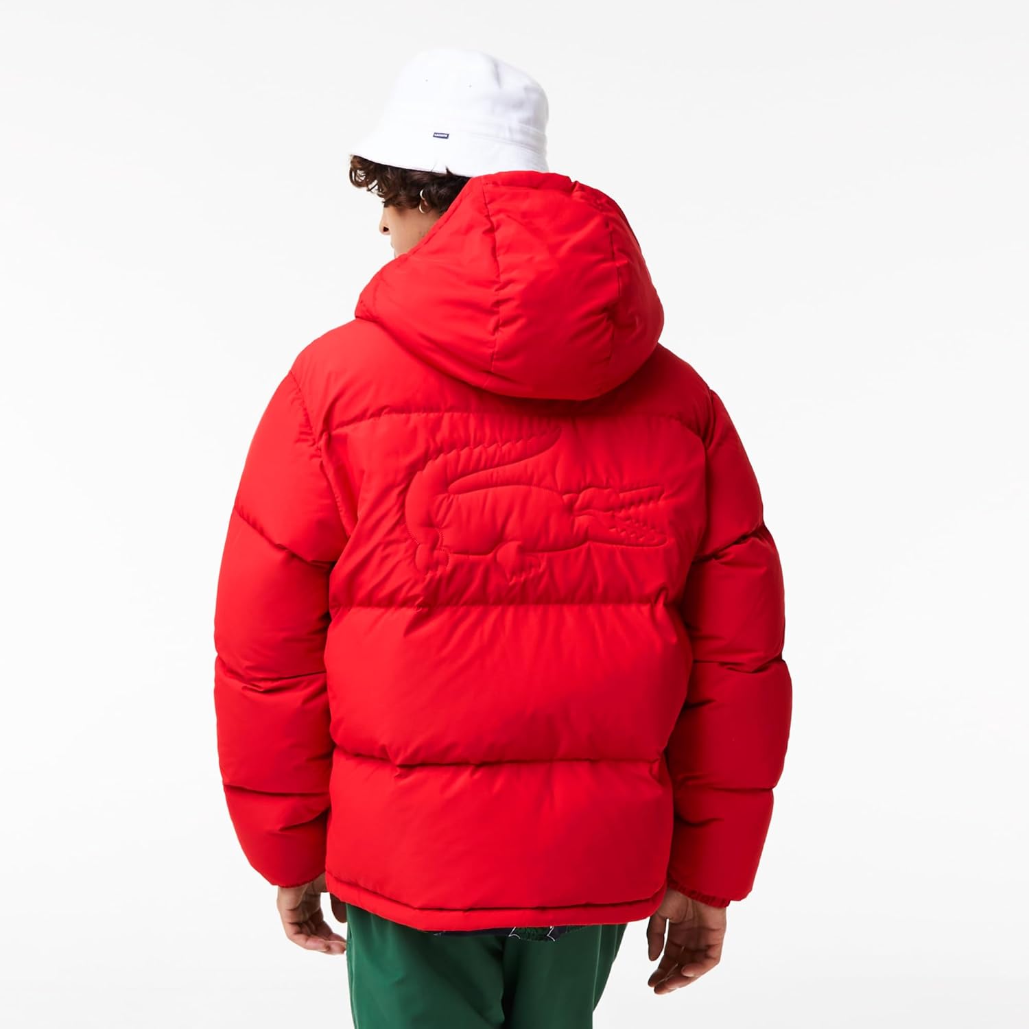 Lacoste мужская стеганая водоотталкивающая короткая куртка, Rouge — фото 4