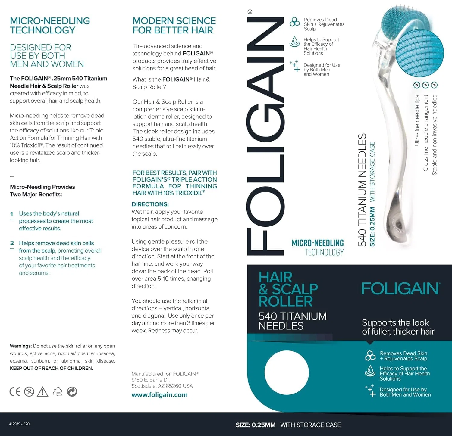 Мезороллер для кожи головы Foligain Derma Micro Needling Roller Foligain — фото 2