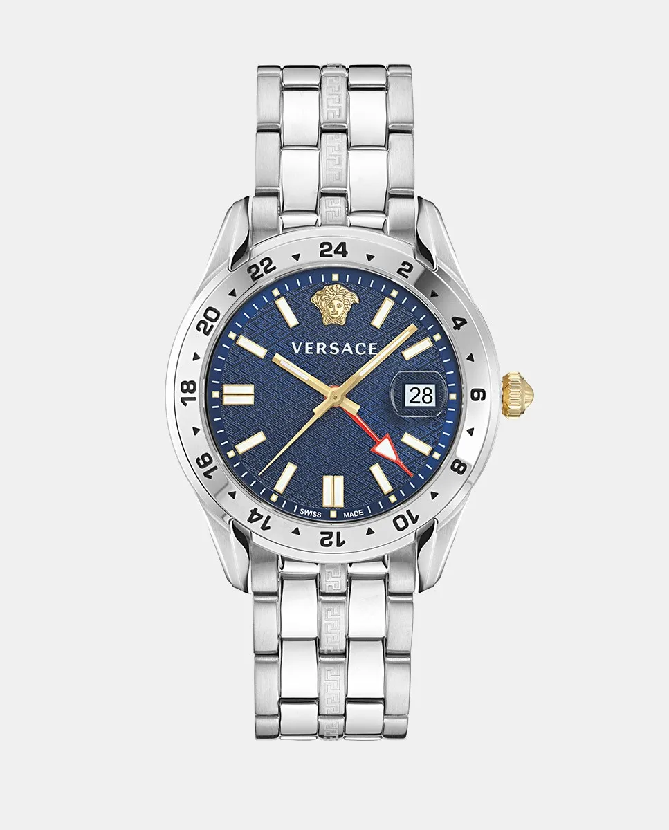 

Женские стальные часы Greca Time GMT VE7C00523 Versace, серебряный