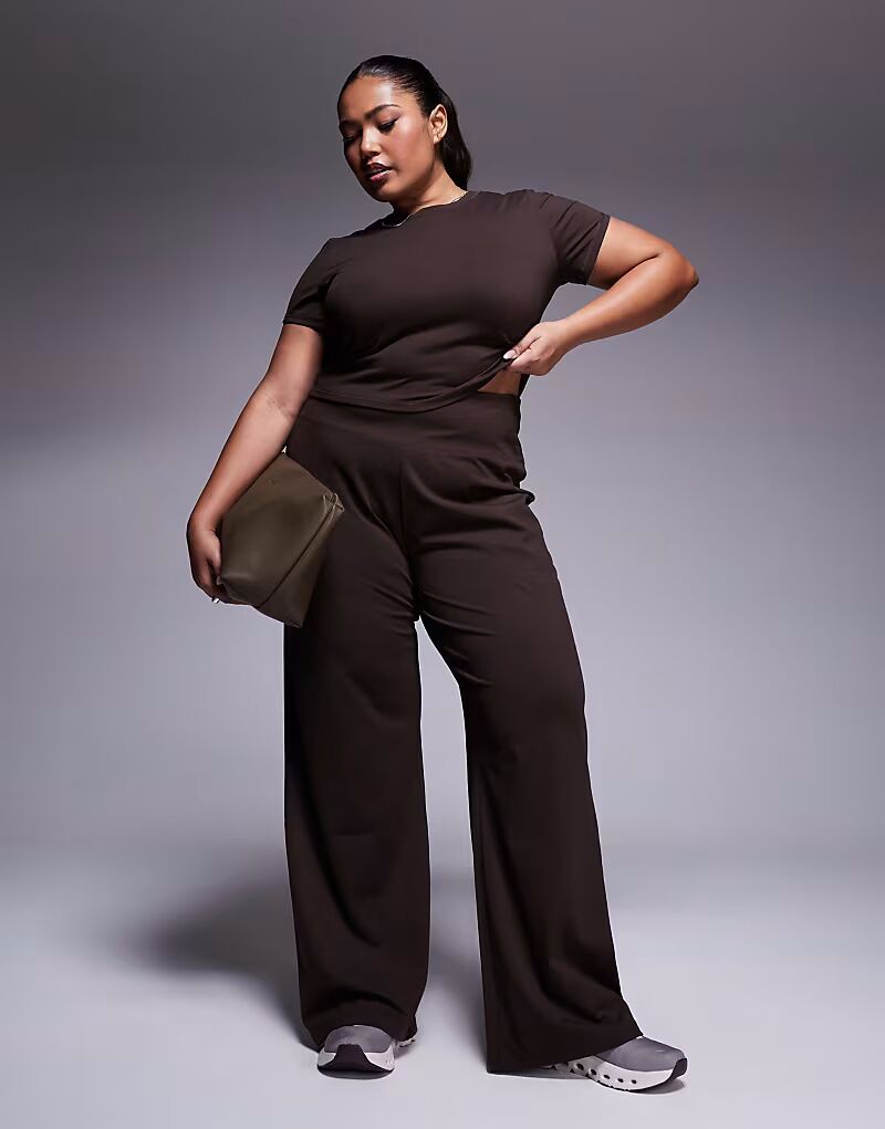 

4505 Curve Icon мягкие танцевальные брюки с высокой талией и широкими штанинами шоколадного цвета